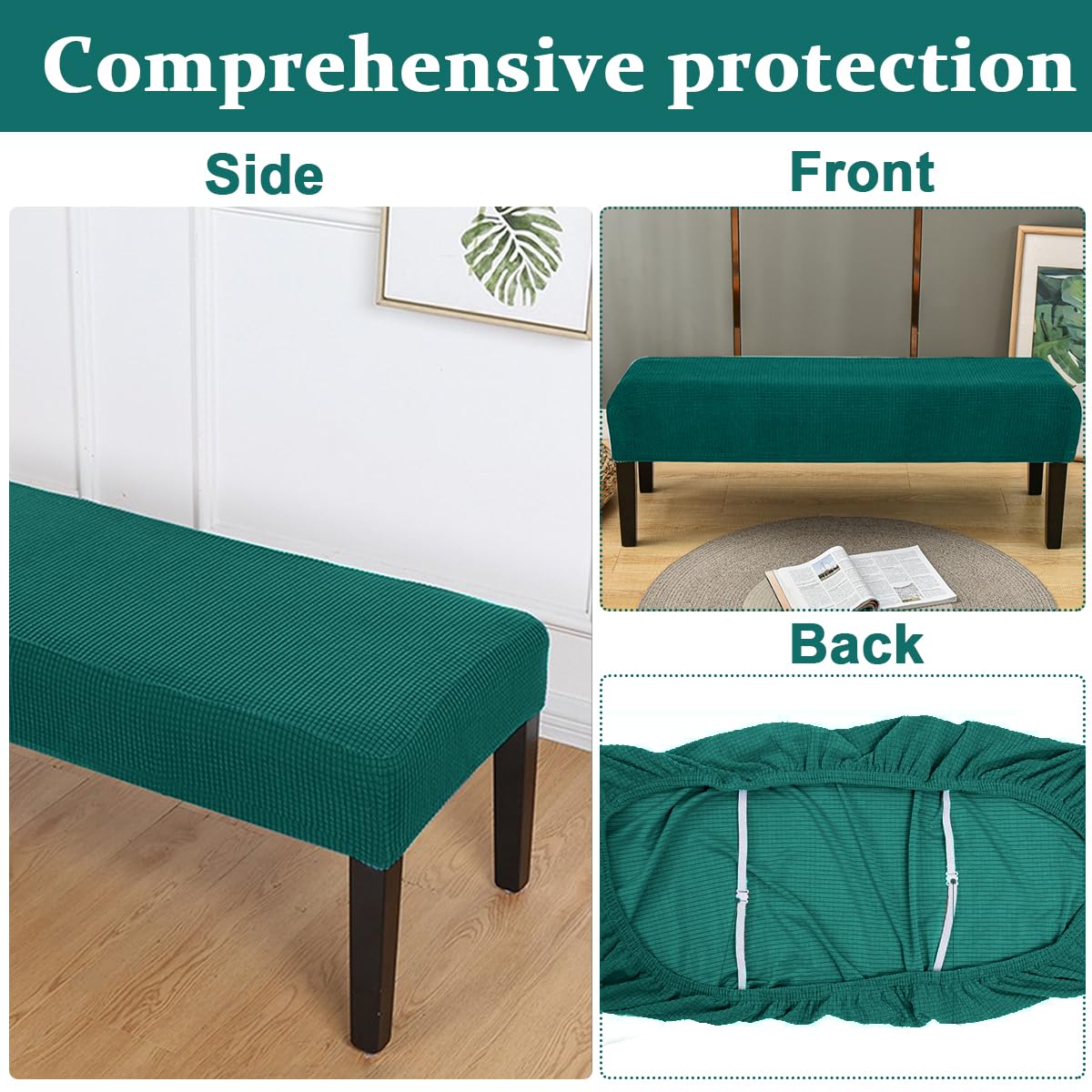 HASTHIP Bench Cover Stretch Jacquard Bench Covers for Dining Room Anti-Dust Removable Bench Slipcover Washable Bench Seat Protector Cover for Living Room, Bedroom, Kitchen, Style A