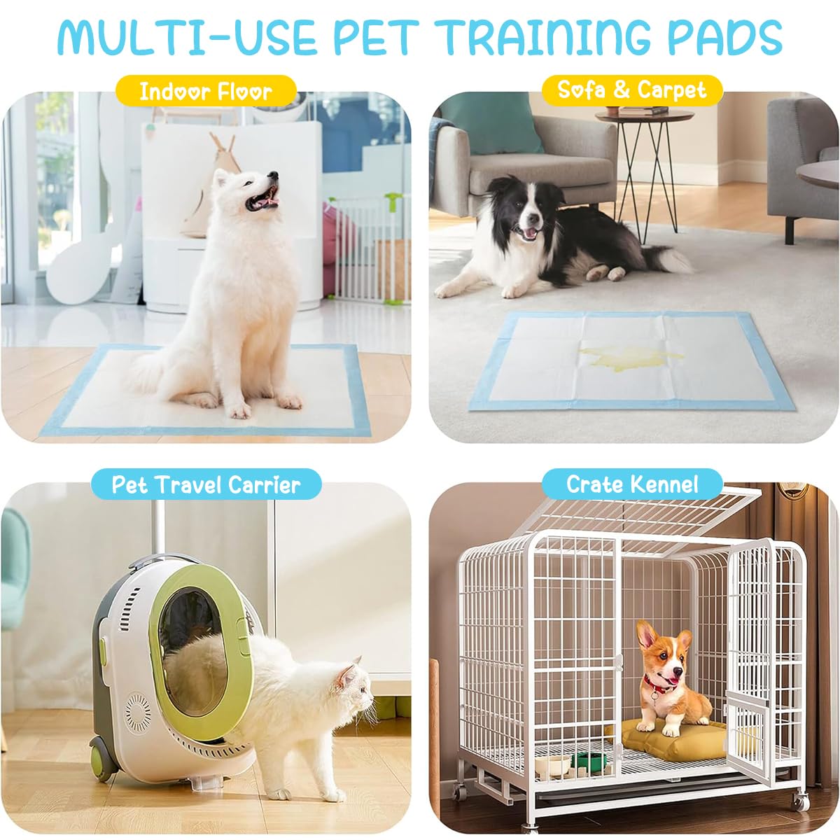 Qpets 20 PCS Dog Pee Pads Dog Diapers Pet Puppy Training Changing Pads Breathable Pet Pee Mats