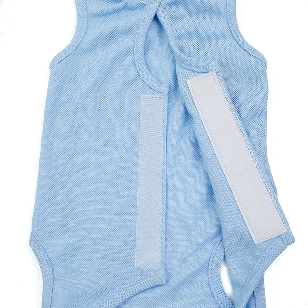 Qpets Cat Recovery Suit After Surgery Cat Clothes for Abdominal Wounds, Fix Wound Wrap, Cat Surgery Suit for Surgery Recovery, Cat Clothes with Adjustable Closure(M, Blue)