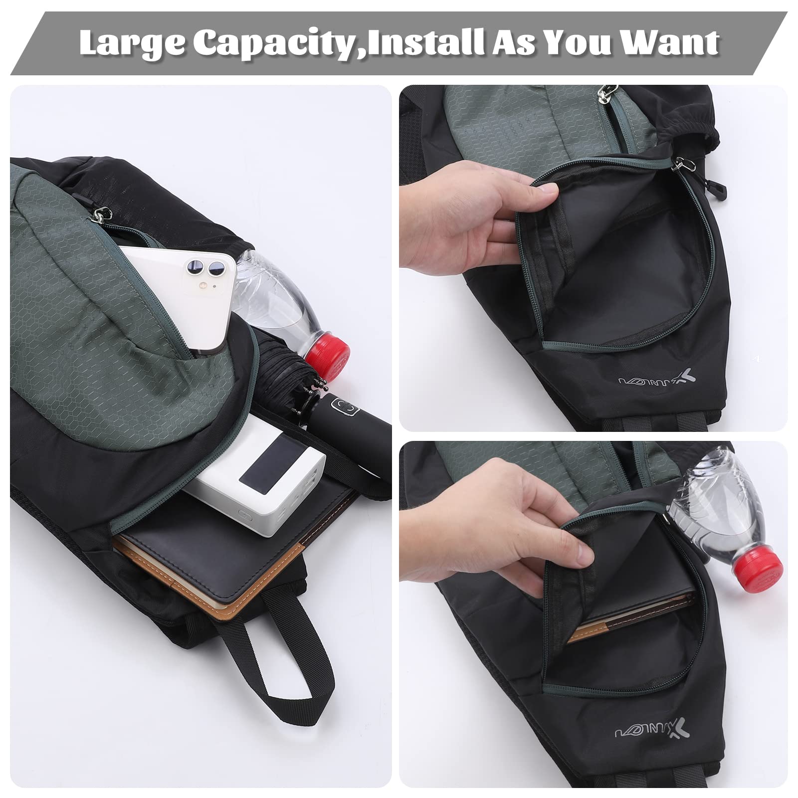 GUSTAVE Sling Bag for Men Waterproof Nylon Crossbody Bag Fashion Unisex Side Bag with Handle & Adjustable Strap, Convenient Chest Bag for Commuting, Travel, Outdoor Activities, Cycling(Grey)