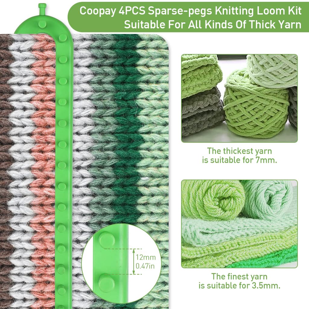 PATPAT Color Knitting Looms 4 Sizes Long Knitting Looms with Sewing Needles & Loom Needles Beginners DIY Knitting Loom Starter Kit for Making Scarf, Blanket