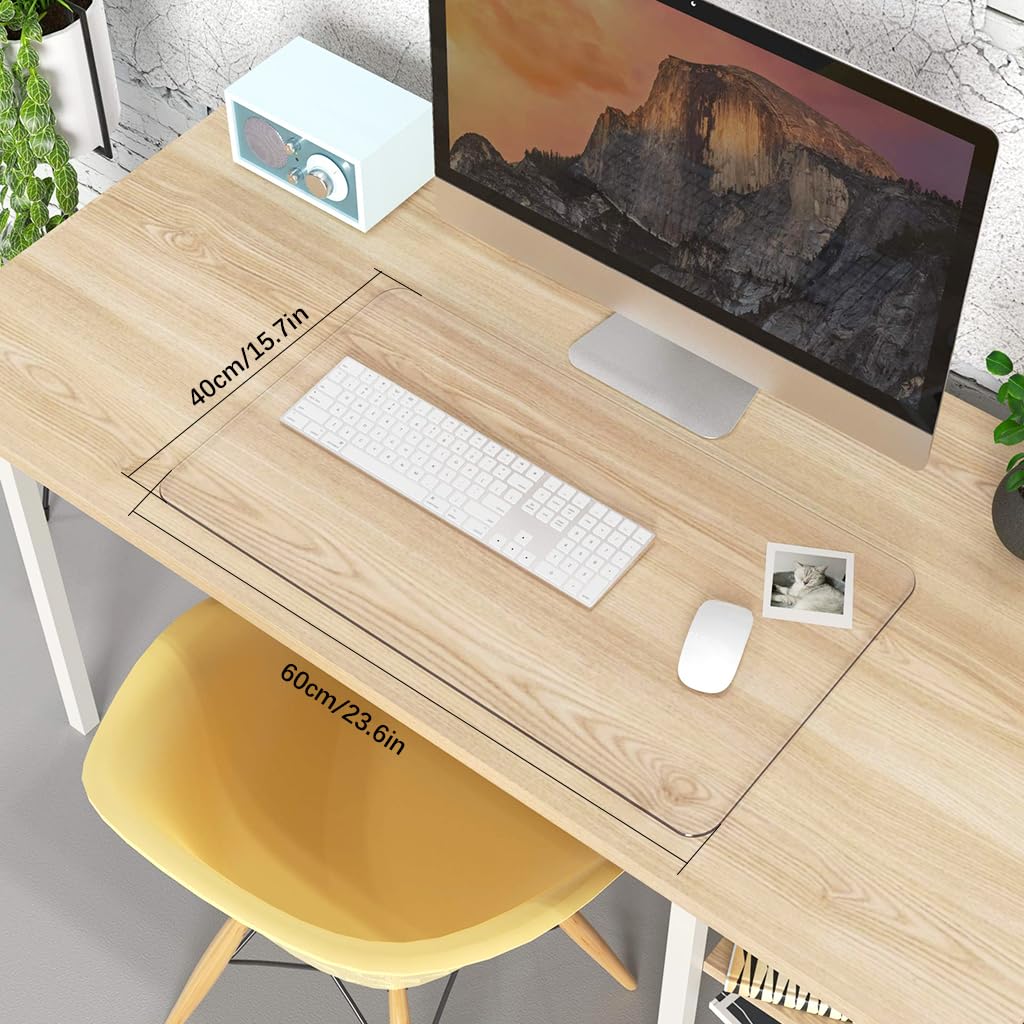 ZORBES Soft PVC Transparent Table Mat Thermal Insulation Waterproof Desk Protector Mat Table Cover Counttop Oil Mat Modern Round Corner 60cmx40cm Table Cover