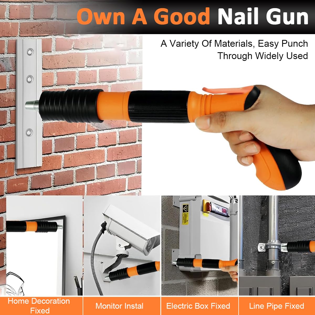 Serplex Concrete Manual Nail Gun Kit with 110Pcs Nails, Adjustable Driving Force Manual Steel Nail Gun Machine Fastening Tool, Wall Anchor Wire Slotting Device Household Woodworking