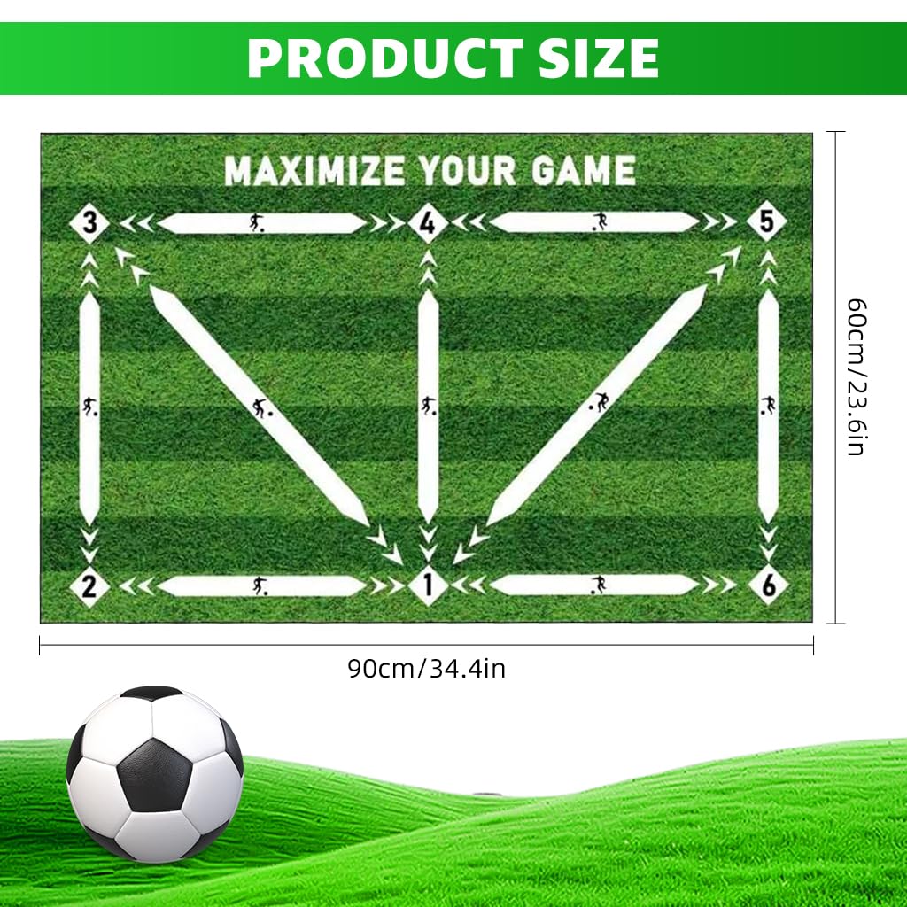 Proberos Football Training Mat for Beginners Teens 23.6x35.4inches Footstep Training Mat with Guide Lines Noise Reduction Solo-Training Soccer Training Mat for Dribbling, Step Over Training