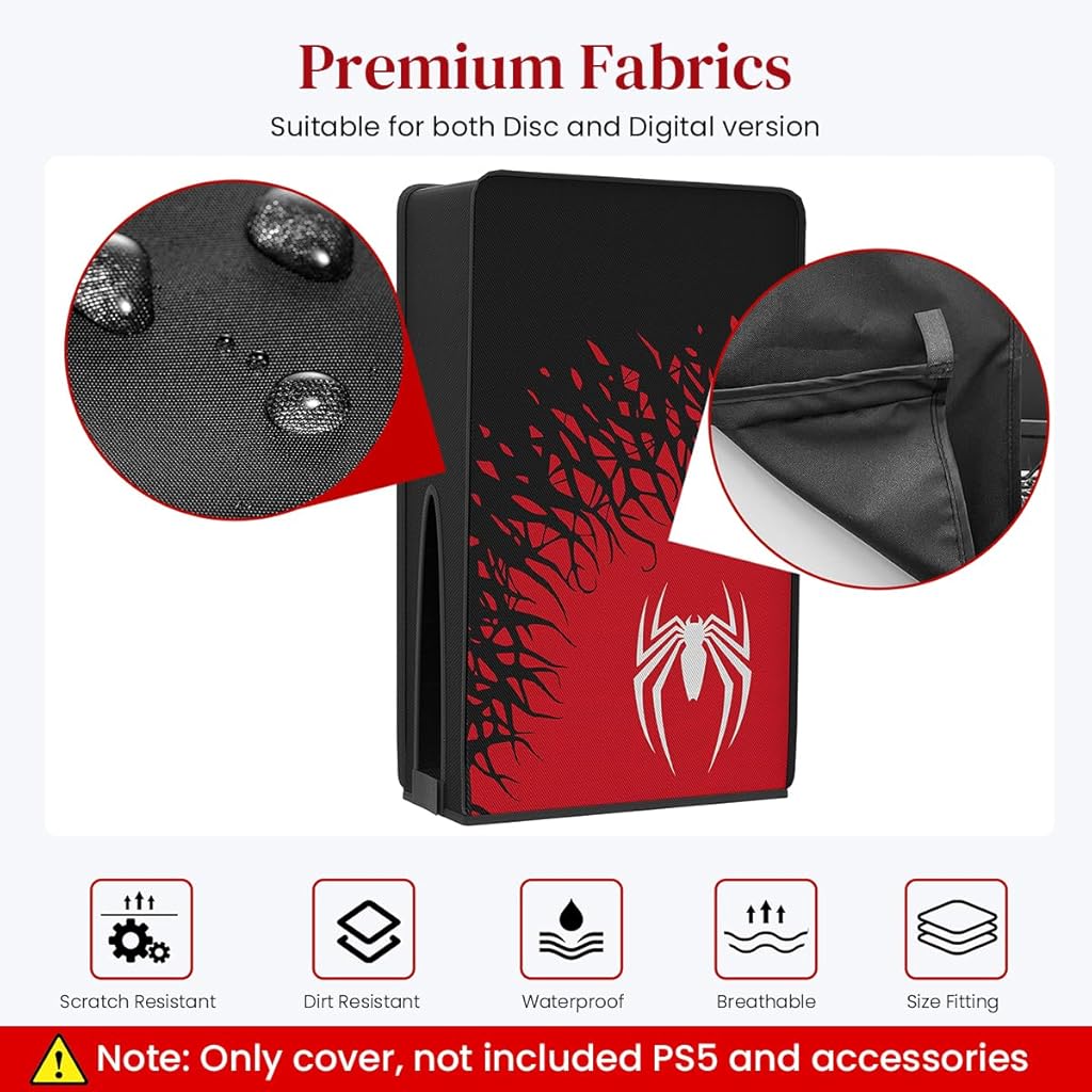 ZORBES Dust Cover for Sony PS5 Console, Oxford Cloth Dustproof Cover AntiScratch Waterproof Protective Case for Sony Playstation 5 Game Console Cover Sleeve for PS5 Accessories Digital Edition & Disc Edition
