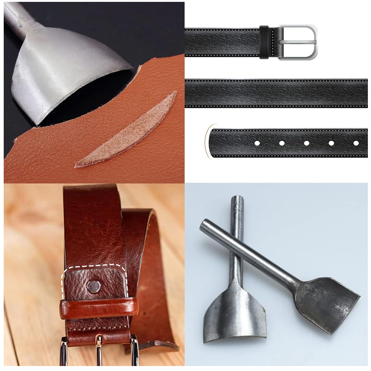 HASTHIP 7 Pieces Leather Craft Tools Half-Round Punch Arc-Shaped Leather Edge Cutter Punch for Crafting Strap Belt, Wallet and Bag DIY Handwork, 10-40mm