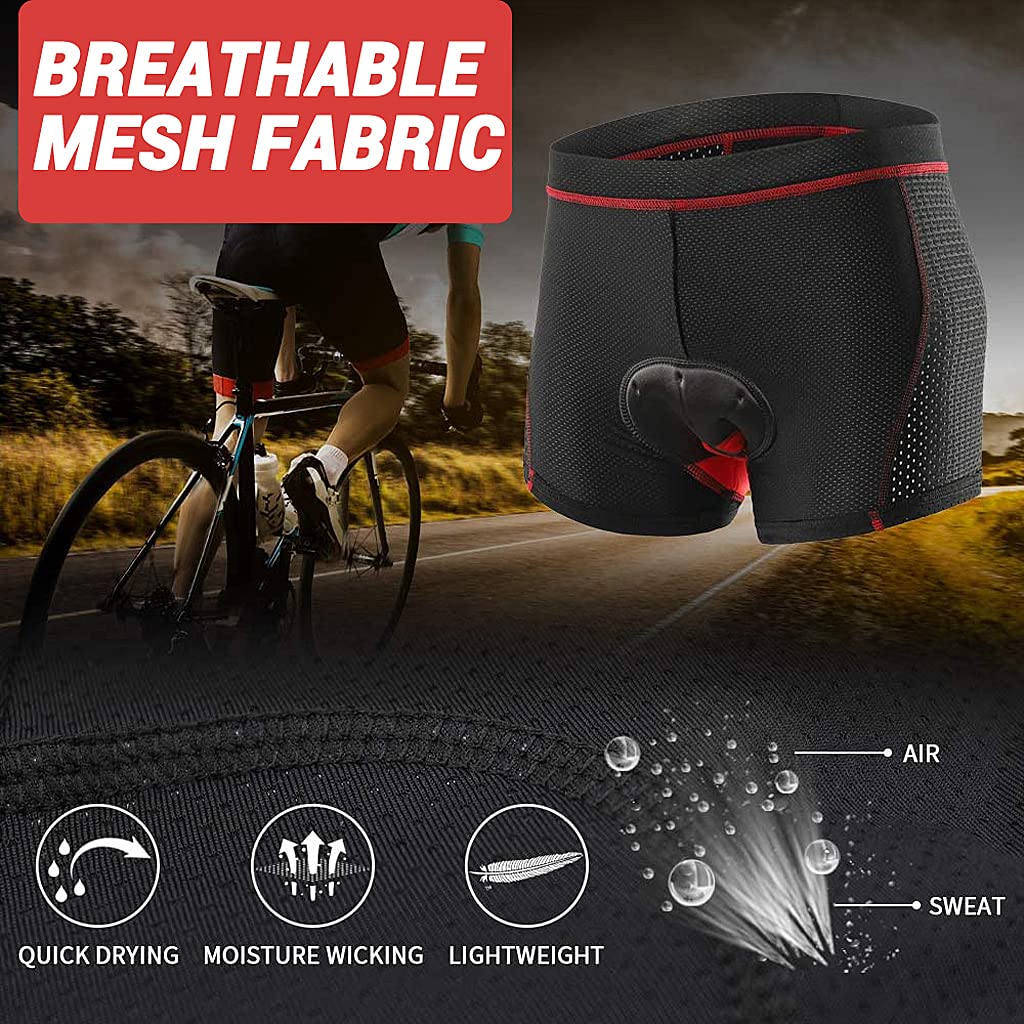 Proberos Cycling Shorts for Men & Women with 3D Gel Padded, Sillicone and Foam Padded Underwear for Cycling, Anti-Slip Leg Grips and Sweat Resistant Bike Shorts(M)