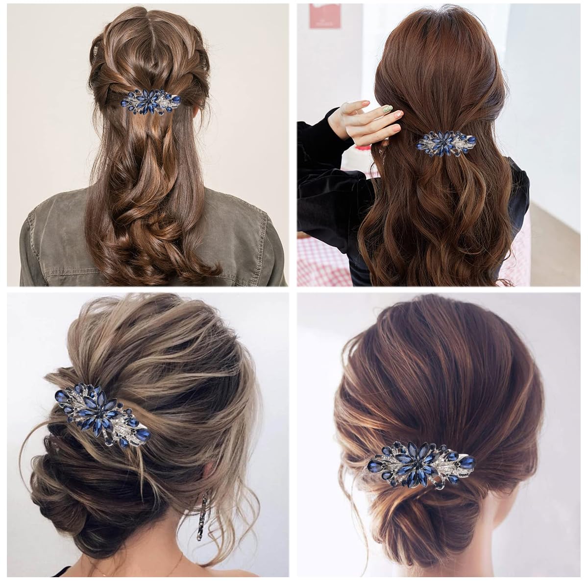 PALAY Hair Clips for Women Floral Rhinestone Center Clips for Hair for Women Stylish Spring Hair Barrette Back Clips for Hair Mother's Day Gift