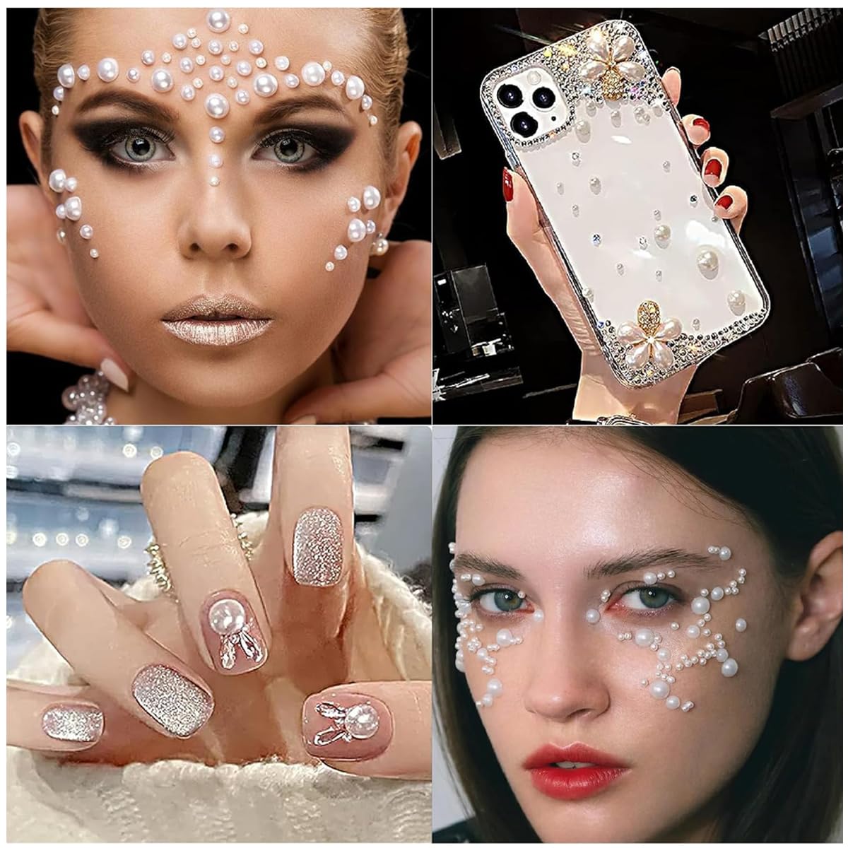 MAYCREATE 5800Pcs Crafts Beads with Storage Case Assorted 7 Sizes Bulk White Beads DIY Craft Beads Flat Back Resin Beads for Nail Art DIY Crafting Beads Painting Art Makeups