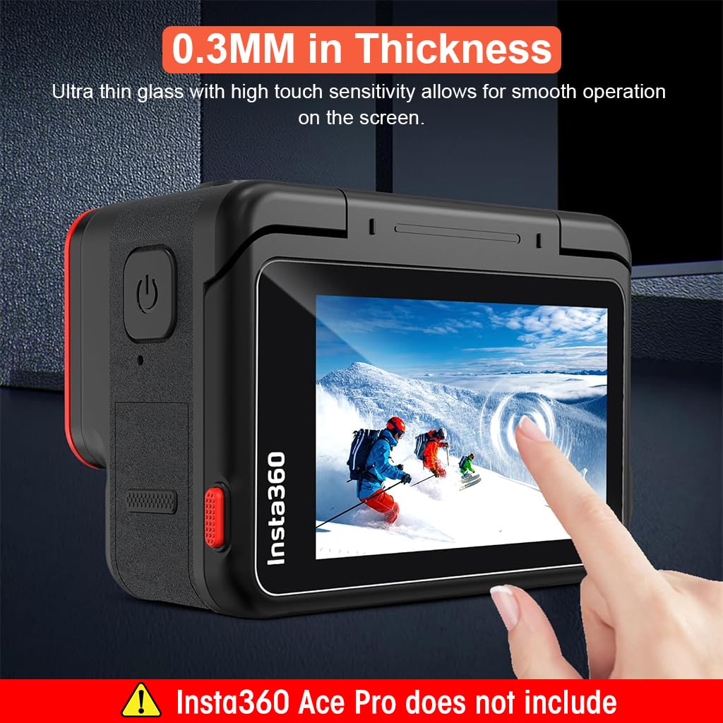 ZORBES Screen Protector for Insta360 Ace Pro, 3Pcs Tempered Glass Screen Protector & Lens Protector, 9H Hardness Ultra HD Lens Protector LCD Screen Protector for Insta360 Ace Pro, No Insta360 Ace Pro