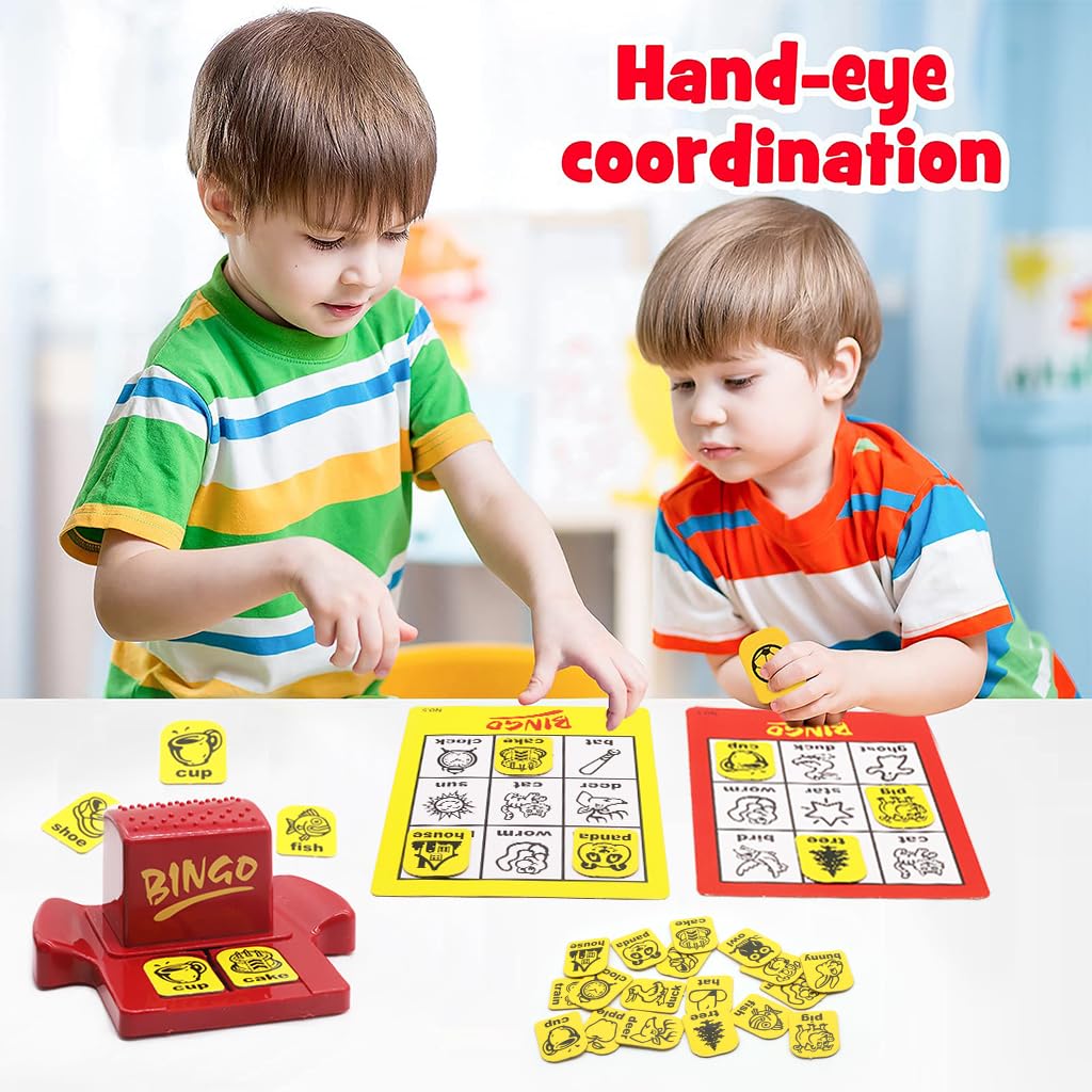 PATPAT Postbox Matching Word Board Games Bingo Game Educational Toys for Kids 3 Years Boys Girls Adult Gifts with Animals Recognition & Increases Memory Challenge Yellow|Pack of 1