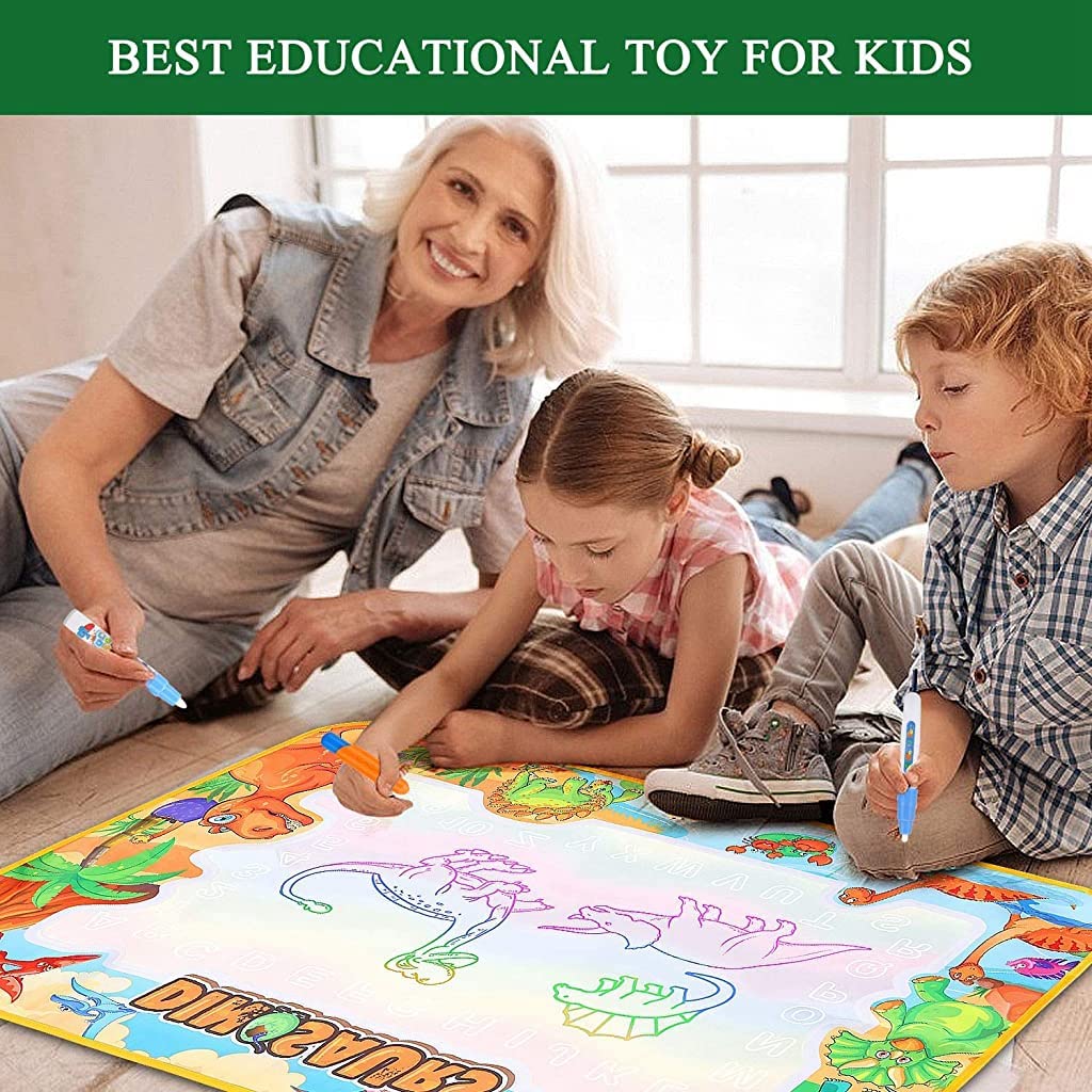 PATPAT Water Doodle Mat 100 * 75CM Large Water Drawing Mat, Drawing Painting Mat with Water Doodle Pens Drawing Painting Stencils, Educational Toy Toddlers (Sage 3)