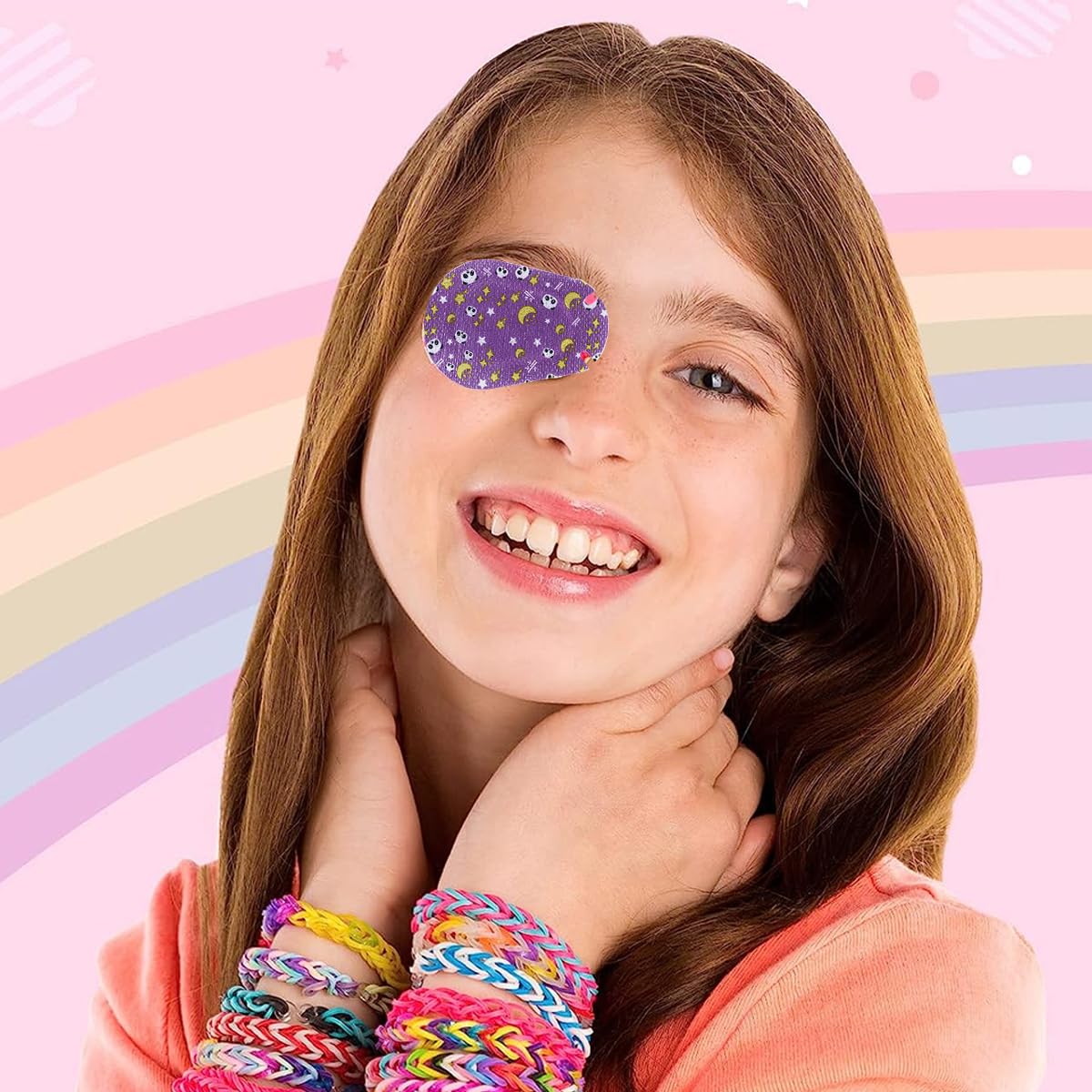 MAYCREATE 20pcs Kids Eye Patches for Lazy Eye, Cute Fun Adhesive Eye Cover, Breathable Non-woven Fabric Eye Patch for Toddler Boys Girls Eyesight Correction