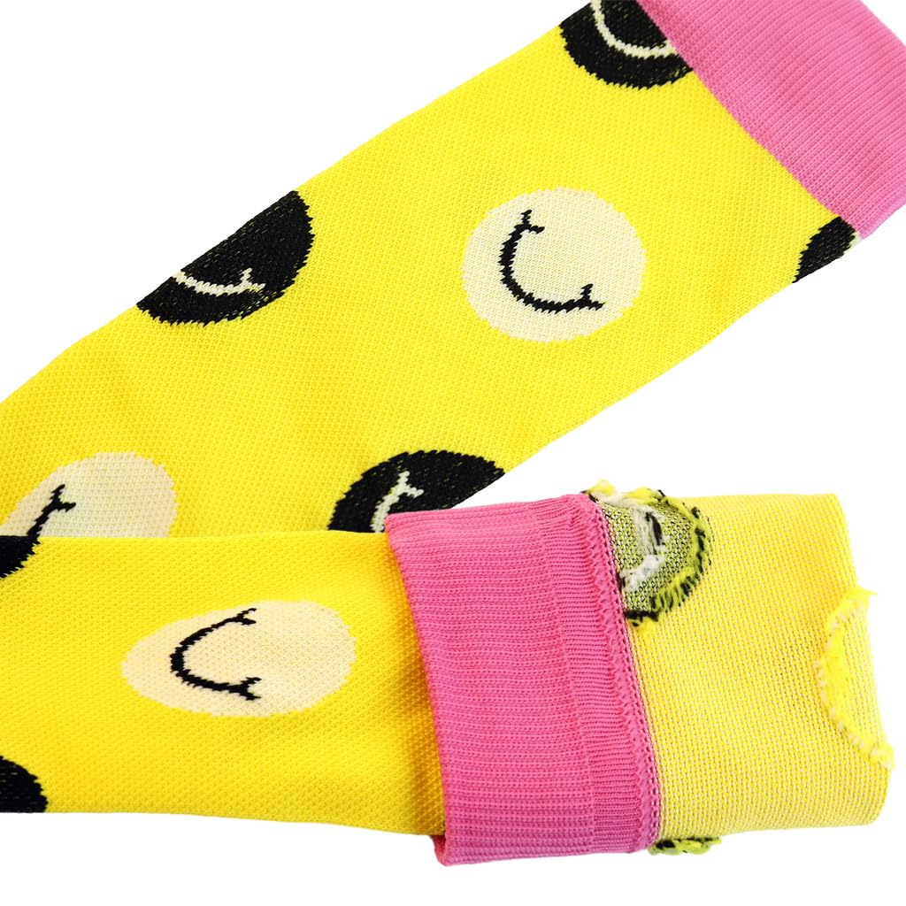 Proberos Women Knee-high Socks Calf Compression Socks Fashion Print Polyester Cotton Breathable Sport Compression Socks Anti-slip Leg Compression Socks for Running, Workout, Training, Yellow