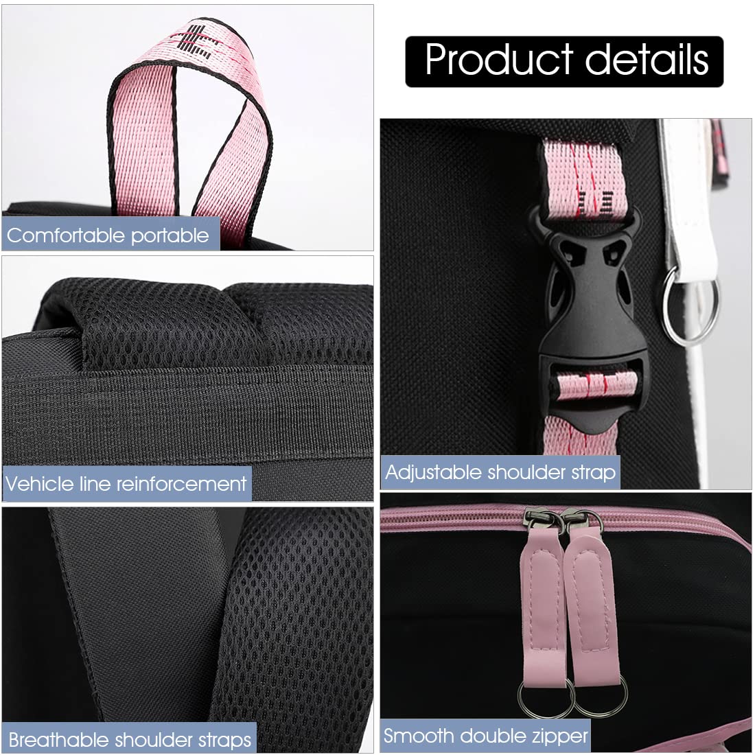 PALAY BTS Backpack for Boys Kpop BTS Bangtan School Backback for Student with Cable Vent, Backpack Travel Bag Backpack Laptop Bag