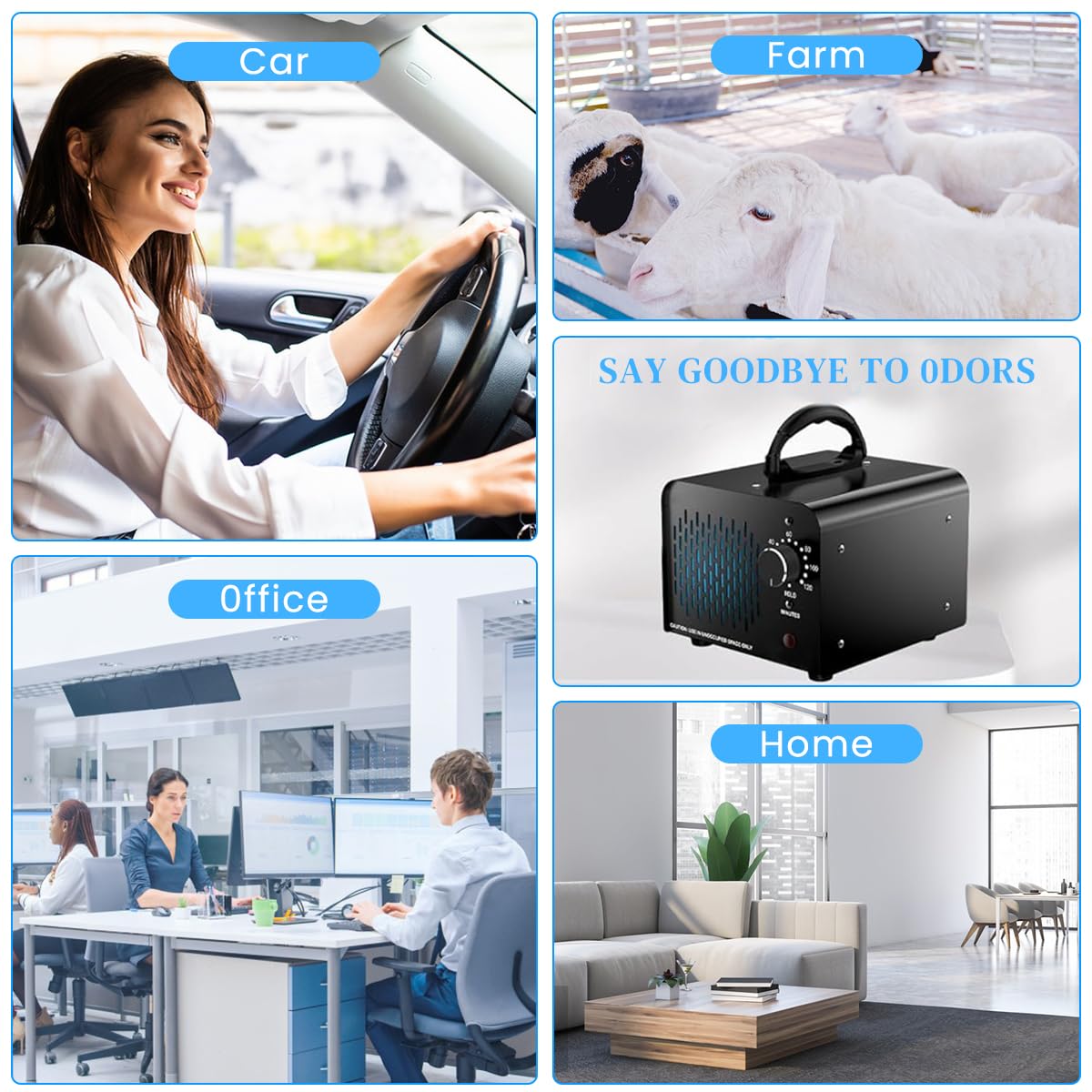 HANNEA Portable Ozone Generator 20, 000mg/h High Capacity Ozone Machine Ozone Disinfection Machine Home Ozone Generator for Water Treatment, Air Purification, Odor Removal