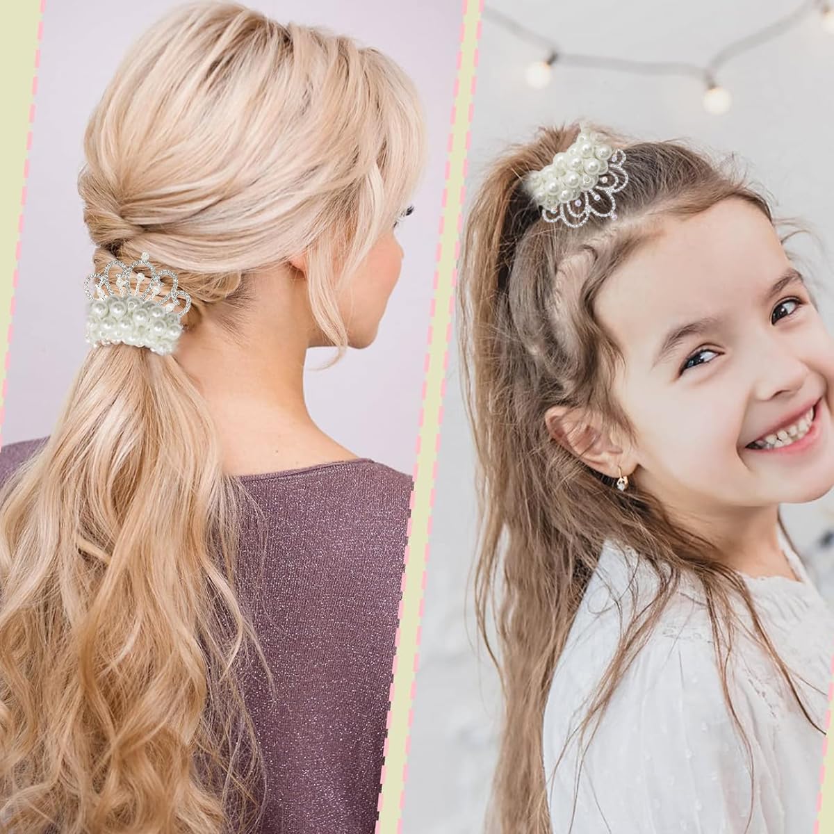 MAYCREATE 4pcs Hair Tie Elastic Scrunchies for Girls Crown Pearl Scrunchies Hair Accessories Hair Ropes for Hair Bun, Ponytail Gift for Girls