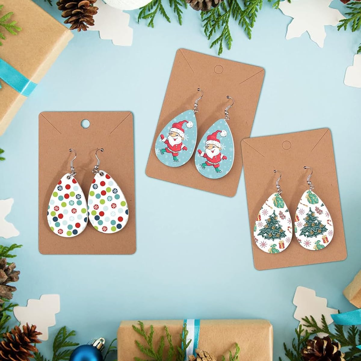 MAYCREATE 50Pcs DIY Raindrop Earrings Making Kit Sublimation Earrings Making Kit DIY Sublimation Craft Jewelry Making Accessories Kit for DIY Raindrop Dangle Earring