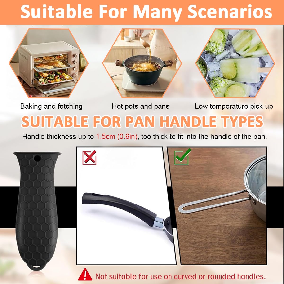 Supvox Cast Iron Fry Pan Silicone Pan Handle Covers - 6Pcs Cookware Heat Insulation Covers Set with Anti-Slip Handle Sleeve and Square Protector Mat for Pots, Pans, Stewing Pots, and Soup Bowls