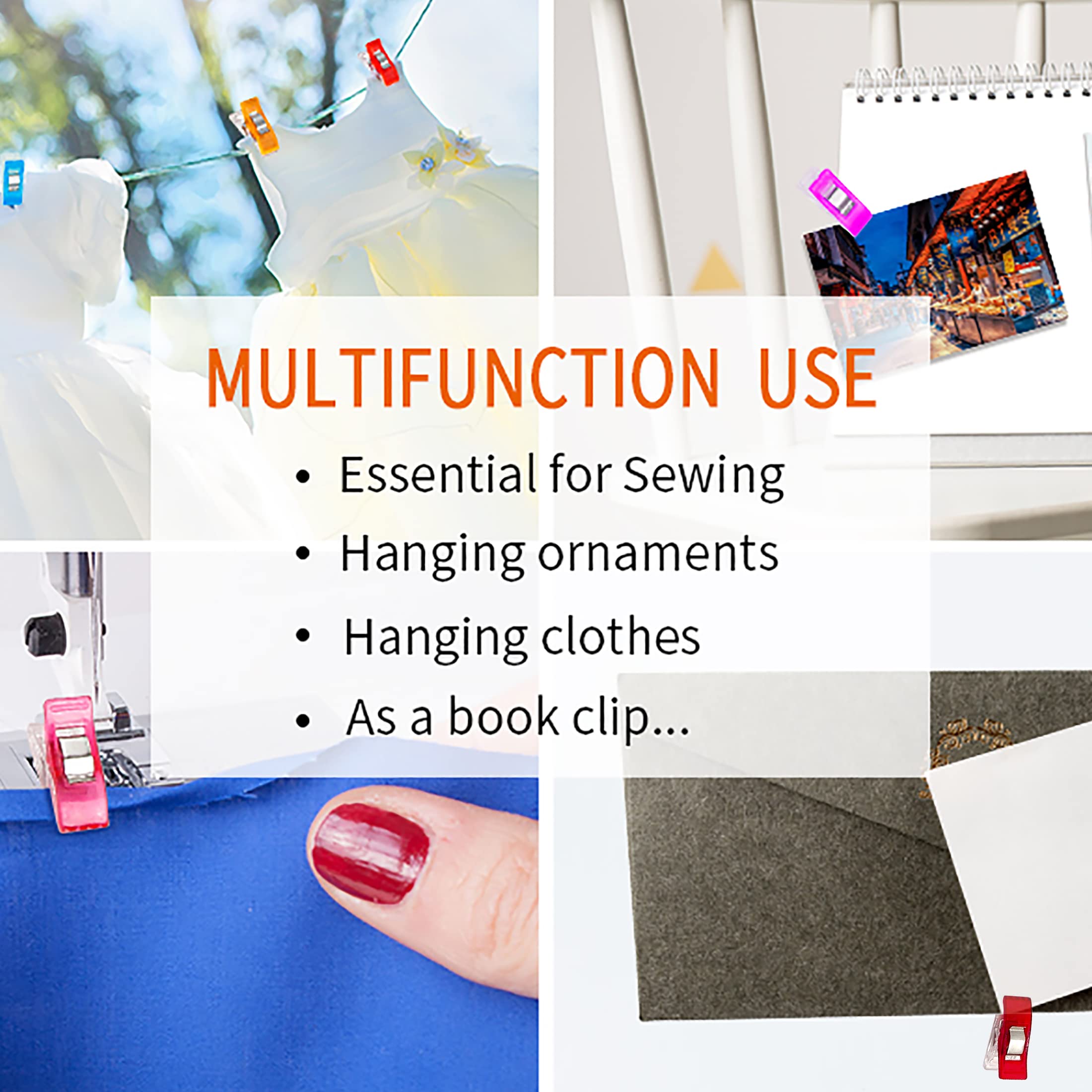 ZIBUYU Sewing Clips for Cloth Multipurpose Small Clips for Paper & Cloth Hold Clips Cute Holding Clips for Office & Home Stationery Supplies, Multicolor - 50 Pcs