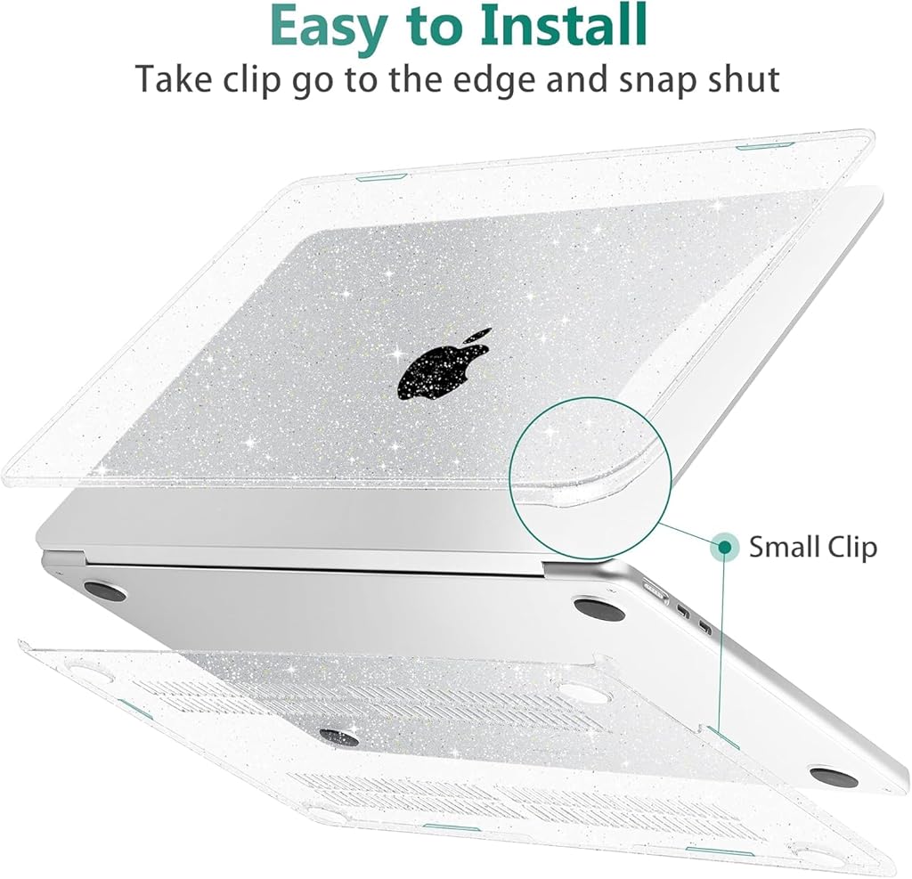 HASTHIP Laptop Case for MacBook Air M2 A2681/M3 A3113 13.6 inch Sparkling Transparent Laptop Case Fashion Cover Transparent Laptop Case Cover Compatible with MacBook Air13.6 A2681/A3113