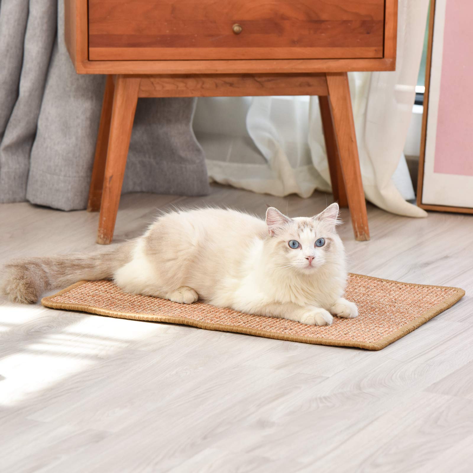Qpets Cat Scratcher Mat 30 x 60 cm Sisal Hemp Cat Scratcher Mat Anti-Slip Cat Scratcher Floor Pad Cat Bed Liner Durable Sisal Hemp Cat Scratcher Mat Sofa Protection
