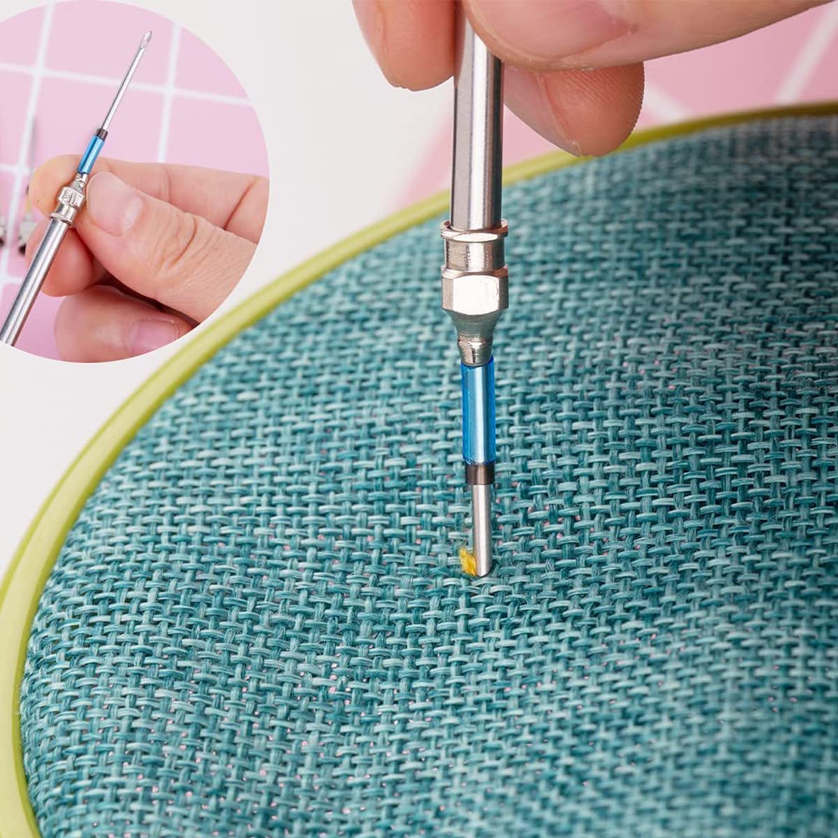 HASTHIP 12PCS Punch Needle Set for Women Girl, Embroidery Beginner Kit with Punch Needles Sewing for Needle Punch DIY Sewing