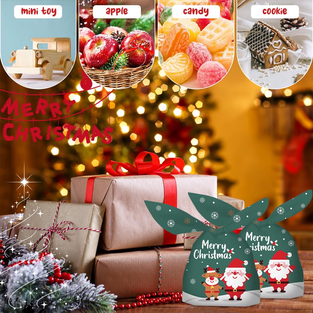 HASTHIP 50pcs Christmas Gift Bags Christmas Gift Packing Bags Christmas Candy Bags for Kids Treat Bags Party Favor Bags for Christmas Party, 13.8x23cm