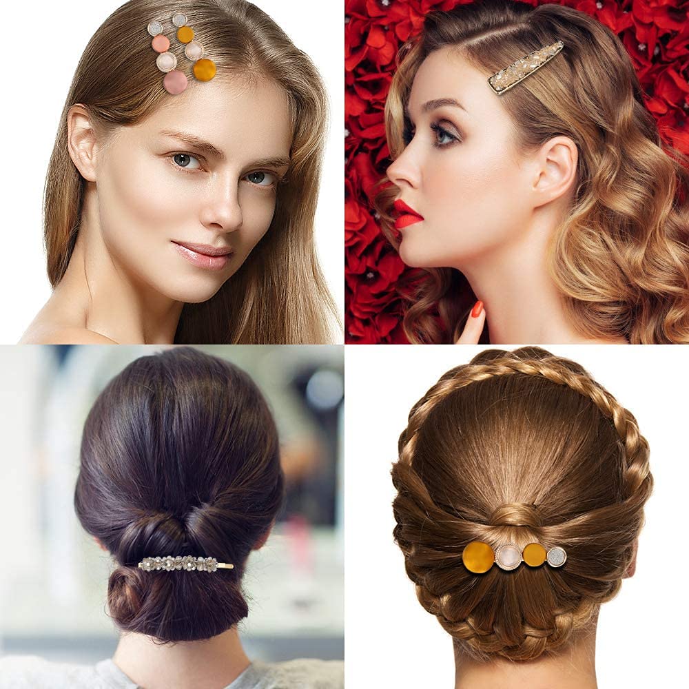 MAYCREATE Pearls Hair Barrettes Fashion Snap Hair Clip Acrylic Resin Barrettes Hairpins Head Wear Styling Tools Hair Accessories for Bridesmaid Girls Women Childrens Kids (Multicolor1)