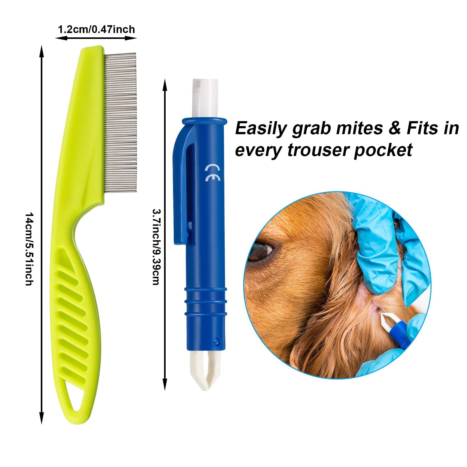 Qpets 7 Pcs Tick Remover Tool Set, Stainless Steel Double Headed Tweezer Pet Lice Remover Tick Kit, Efficient Insect Catching Tweezers to Eliminate Fleas for Dogs Cats with Storage Leather Tool Bag