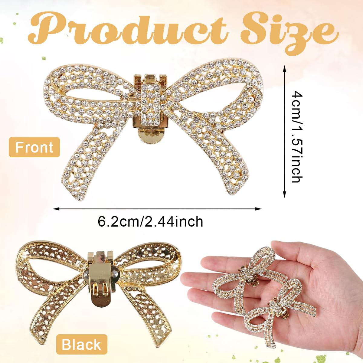 MAYCREATE 2Pcs Shoe Charms Luxurious Rhinestone Bow Shoe Charms Alloy Bow Shoe Charms Detachable Clip On Bow Charms For High Heels,Silver