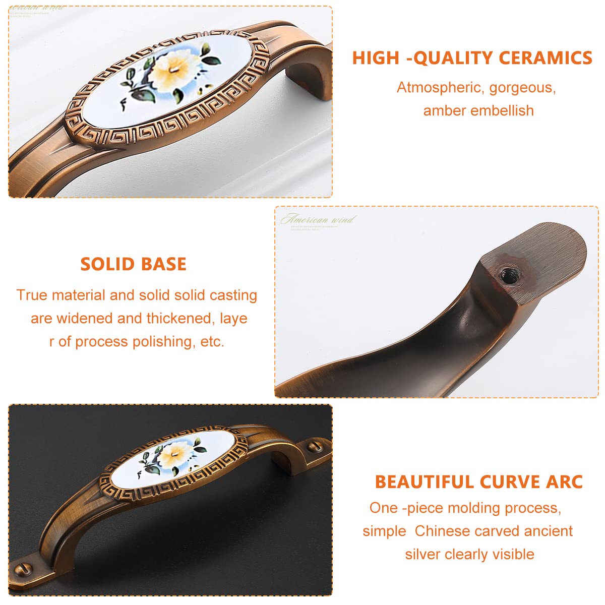 ELEPHANTBOAT 2 Pack Door Handle Cabinet Pulls,Vintage Brass Door Handle,Zinc Alloy Antique Bronze Plated for Wood Wardrobe,Cabinet,Drawer,Home Decoration, 167mm