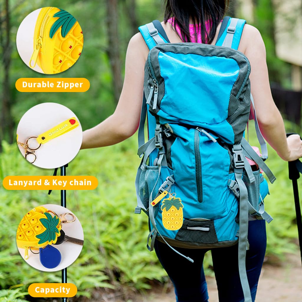 SANNIDHI Pineapple Coin Pouch Keychain Cute Silicone Zipper Coin Bag Small Key Chain Coin Purse Pouch Handbag Backpack Charms