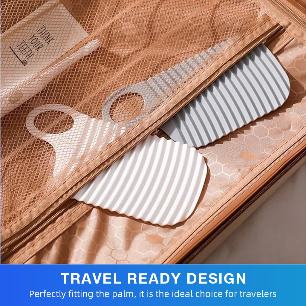 HASTHIP 4pcs Handheld Mini Washboards for Baby Towel Bibs Corrugated Rubber Washboard with Hole, Multipurpose Mini Washboard for Baby Clothes, Bibs, Socks, Underwear, Makeup Brushes, 9.5x18.5cm