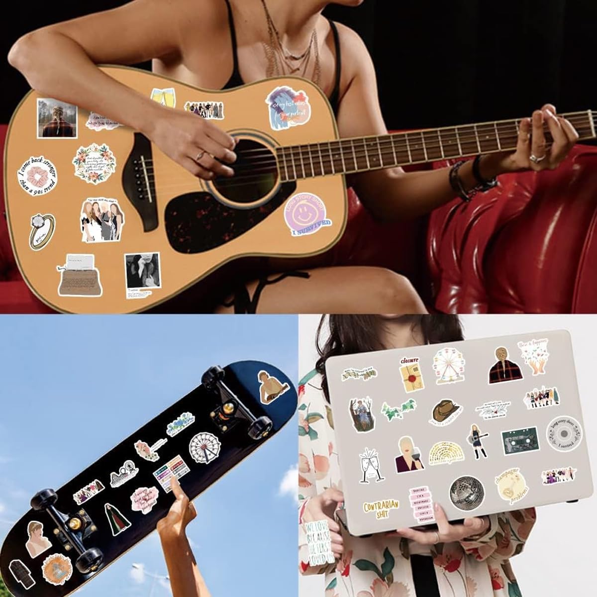 HASTHIP 100 PCS Singer Stickers, Vinyl Waterproof Music Stickers for Water Bottle Laptop Skateboard Car Bumper Computer Gifts for Aldults Boys Girls Teens