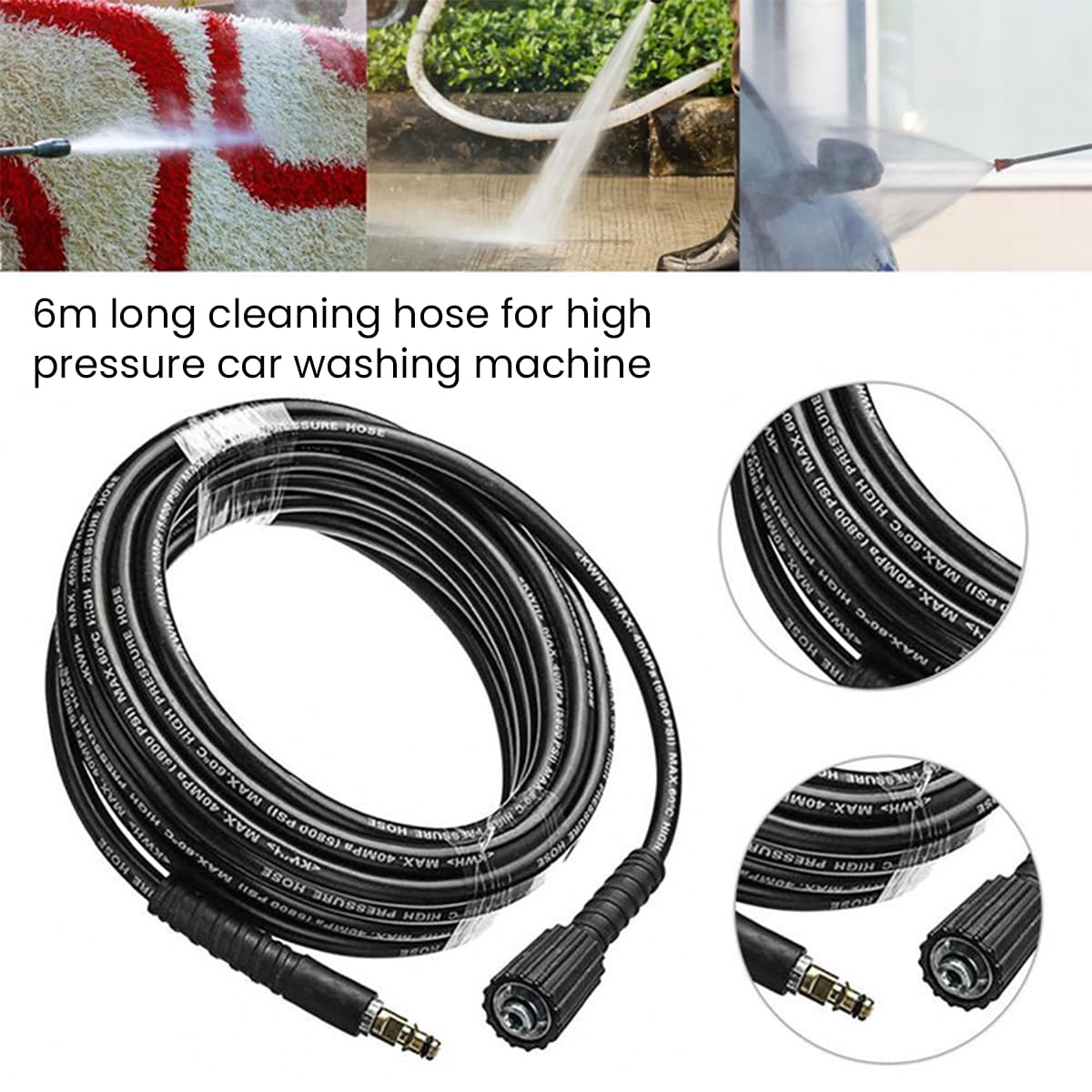 Serplex 19.6ft Water Hose for Pressure Washer High Pressure PE Wate Hose Compatible with K Series Washers Domestic for K2, K3, K4, K5, K7