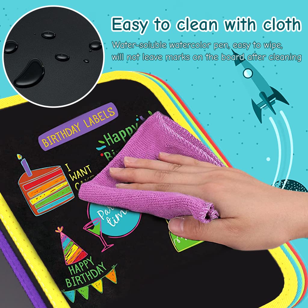 PATPAT Erasable Doodle Book for Kids Big Size Magical Reusable Drawing Book 14 Pages Reusable Drawing Pads with 12 Water-Soluble Chalk Markers Portable Busy Toy Painting Xmas Gifts Set for Boys Girls