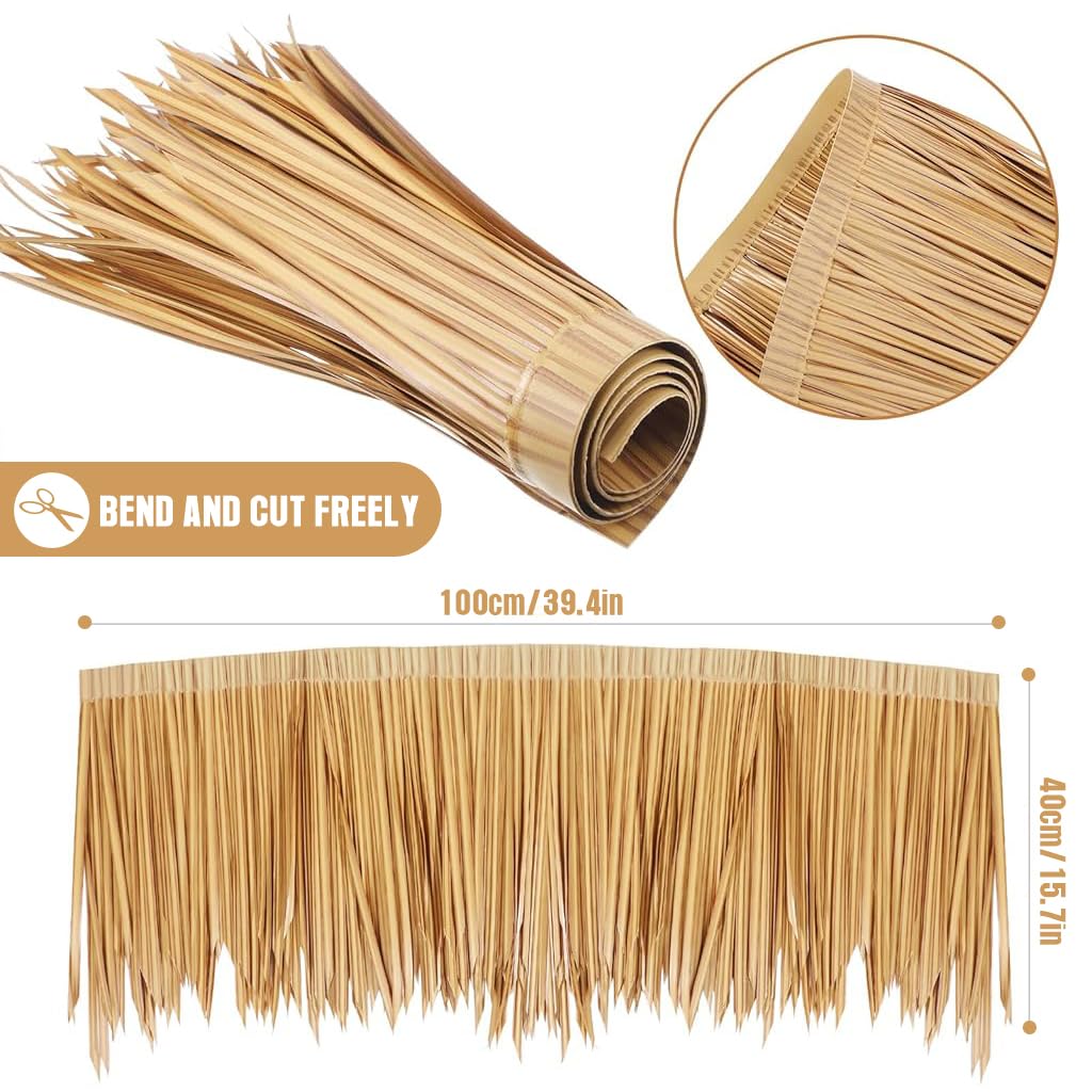 HASTHIP 3.3ft Artificial Thatch Trim for Roof Weather Resistant Yellowish Hawaii Thatch Trim Multipurpose Decorative Thatch Trim for Roof Edging, Tiki Bars, Interior Decor