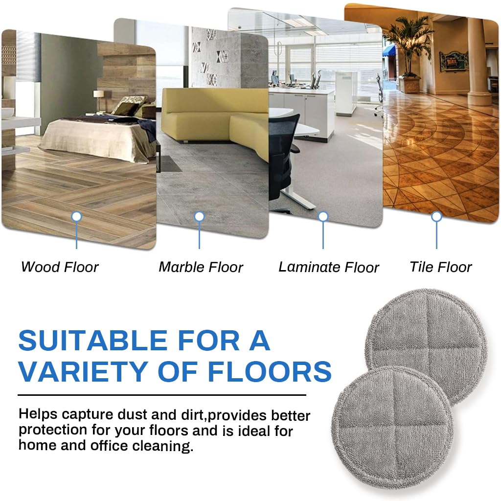 Verilux 2Pcs Replacement Mop Pads for AGARO Floor Scrubber 16cm/6.3 inches Mop Pads Water Abserbent Scrubbing Pads Cleaning Pads Universal Replacement Mop Pads