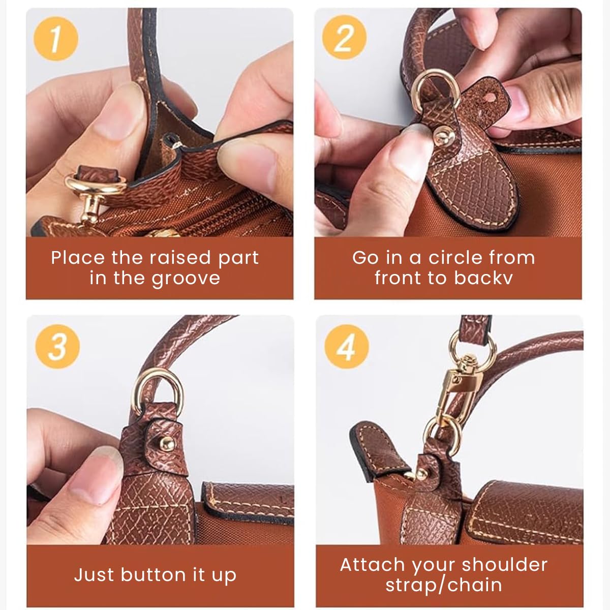 PALAY Shoulder Strap for Bag Fashion Shoulder Strap for Crossbody Bag Brown Satchel Shoulder Strap 47'' Adjustable eQuick Release Shoulder Strap Bag Modification DIY Shoulder Strap Kit