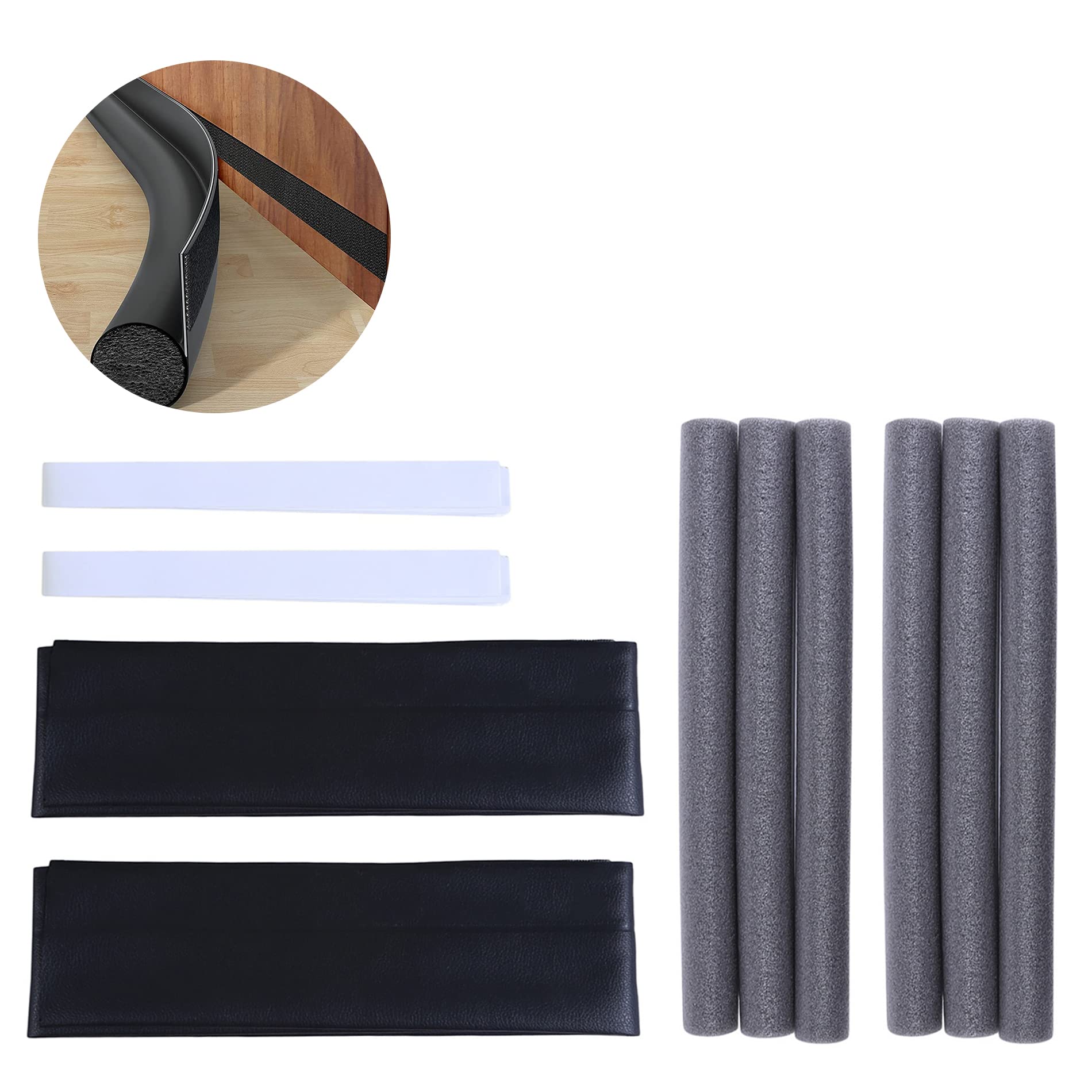 HASTHIP 2 Pack Door Bottom Sealing Strip, 37.4'' Length Flexible Door Draft Stopper Weather Stripping, Self Adhesive Door Gap Strip Suitable for Interior/Exterior Doors (Black)