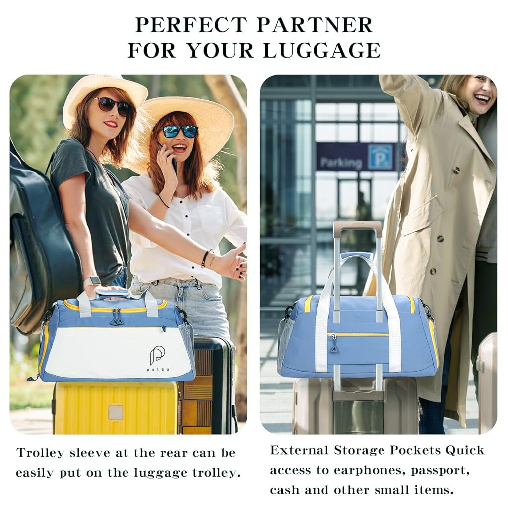 PALAY Gym Bag, Fitness Duffel Bag, Travel Bag Fitness Backpack, 35L Large Travel Bag, Gym Bag with Shoe Compartment Waterproof Oxford Cloth Gym Bag with Reinforced Handle & Shoulder Strap, Blue