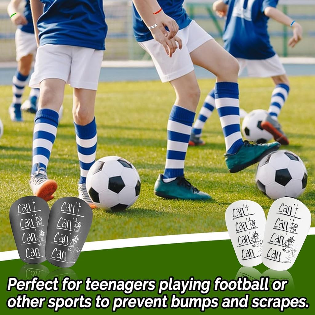 Proberos 4Pcs Graffiti Shin Guards for Teens & Adults Black and White Creative Graffiti Shin Guards EVA Cushioning Pad Anti-Impact Protective Shin Guardsfor Soccer, Rugby, Hockey, S, 6x10cm