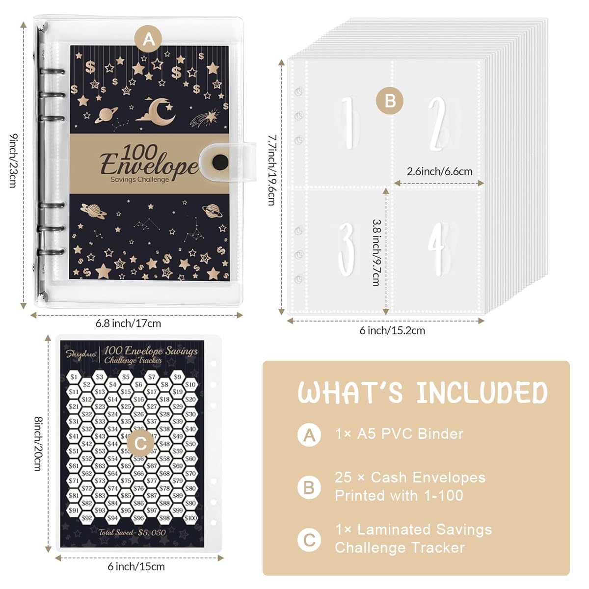 HASTHIP Budget Planner Binder Sakura Cover A5 Budget Binder 100 Days Money Saving Plan Binder with 25 Sheet Cash Envelopes Money Saving Budget Binder for Planning and Saving
