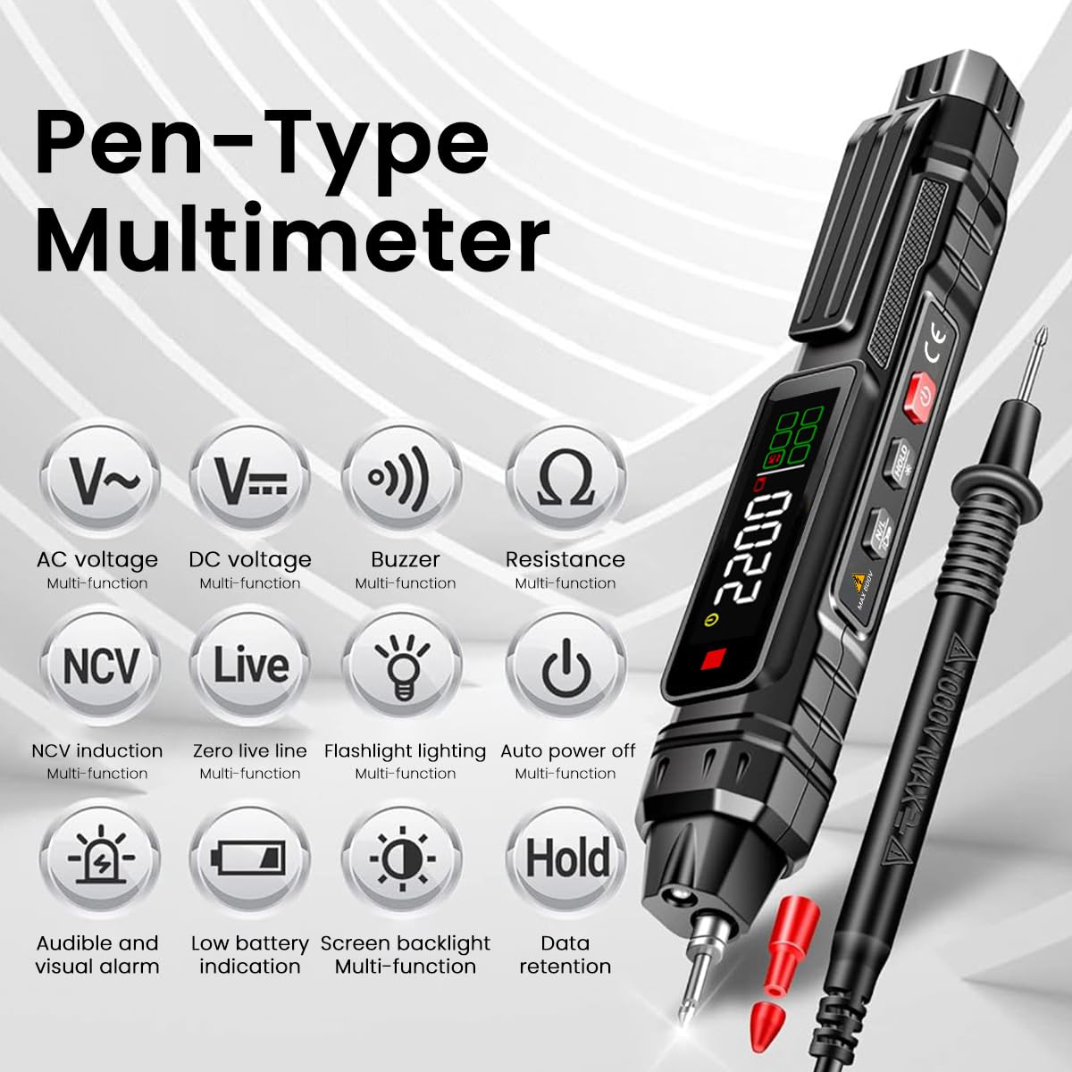 Serplex Voltage Multimeter Digital Multimeter 4000 Count AC/DC Voltage Tester, Voltmeter Sensor, Live Wire Detection, Resistance, Continuity, Capacitance, and Diode Testing, Battery Operated
