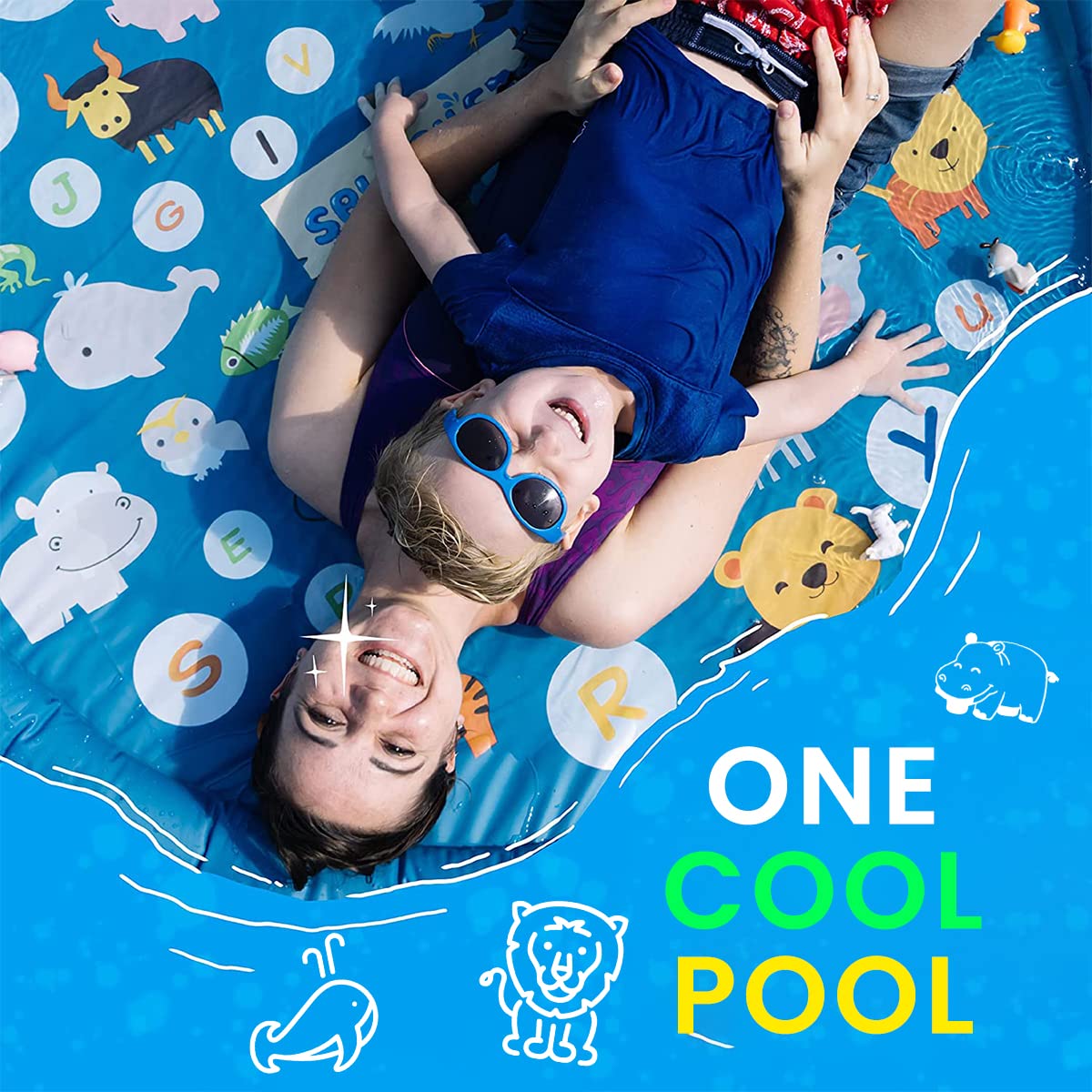 Proberos 66.9'' Kids Splash Pad for Fun Water Splash Pad for Kids Summer Outdoor Toy Water Pad with Water Inlet Nozzle Water Toy in Garden, Yard, Lawn