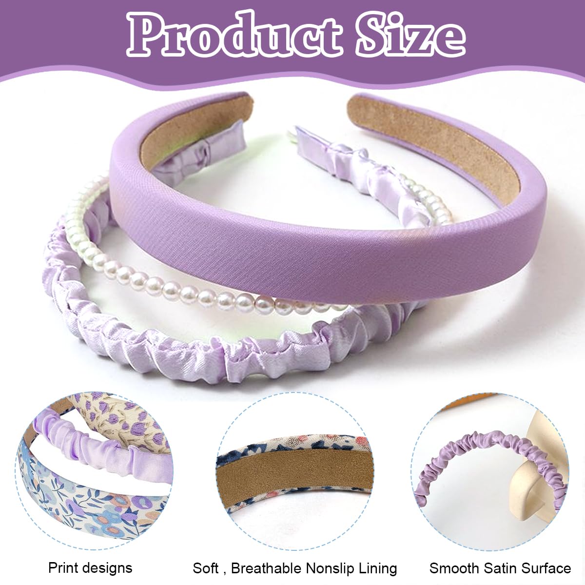 PALAY 7pcs Headband for Women Different Designs Headband for Girls Twisted Pearl Floral Hair Bands Stylish Non-slip Headbands Set Gift