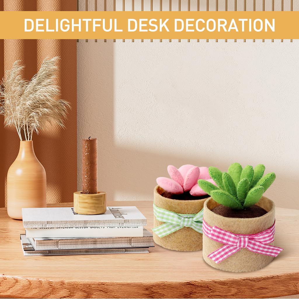 PATPAT DIY Hand Sewing Craft Material Kit Set of 6Pcs DIY Sewing Mini Succulents Desk Decor Material Kit with Tools DIY Hand Sewing Project DIY Activity Material Kit for Adults DIY Handcraft Gift