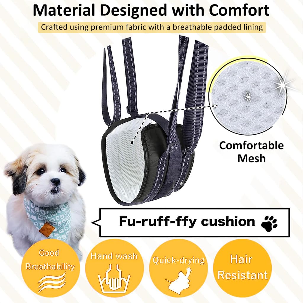 Qpets Dog Lift Harness Rear Leg Use Lifting Harness for Dog Rear Legs Support Adjustable Length and Size Rear Legs Dog Wheelchair for Back Legs for Aging Dog, Disabled, Injured Dog(Size, L)