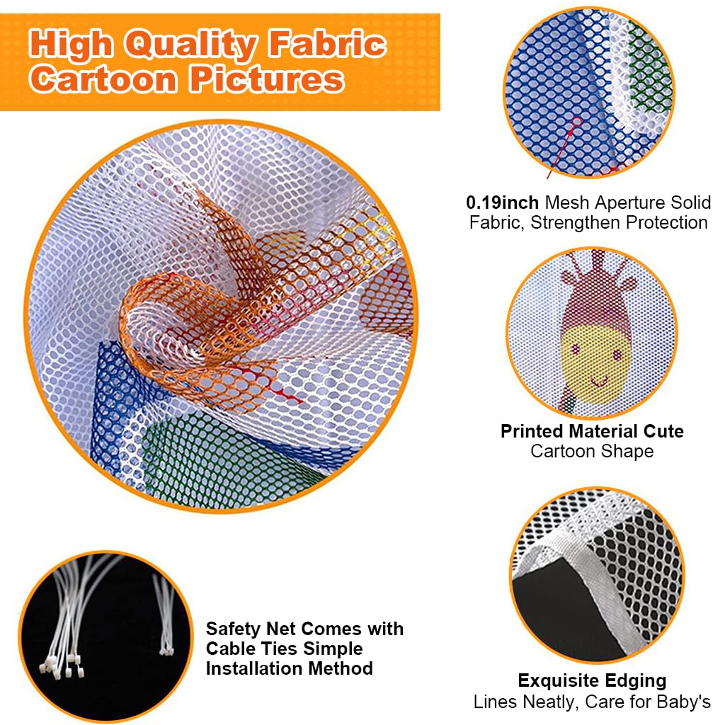 SNOWIE SOFT Baby Safety Net Guards Stairway Rail Net Thicken Polyester 19.6 ft Long 27.1 Inches High Stairway Baby Guards with 75 Nylon Zip Ties Ropes Safety Net for Stairway, Patios, Balcony